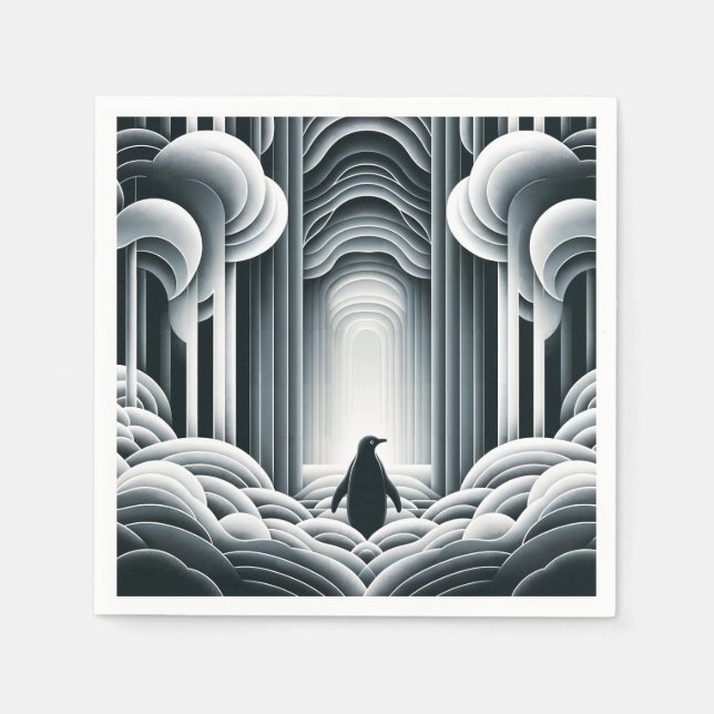 Weiche graue Pinguinarme im Art Déco Serviette (Vorderseite)