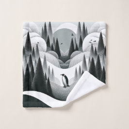 Weiche, graue, weiße Rauchwaldhügel Bäume Wellen Waschlappen