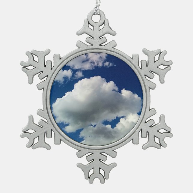Weiche große Wolke Schneeflocken Zinn-Ornament (Vorderseite)