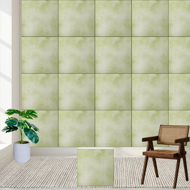 Weiche grüne Aquarellfarbe Keramik Tile Fliese (Soft Green Watercolor Texture Ceramic Tile)