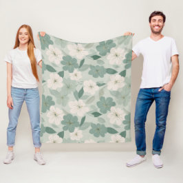 Weiche grüne Blumen-Creme-Blumenmuster Fleecedecke