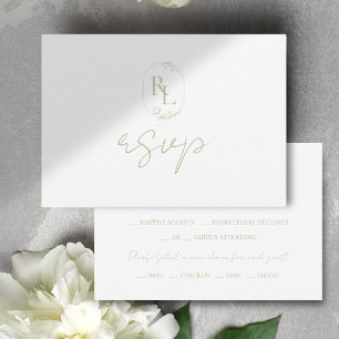 Weiche grüne Blumenmonogramm RSVP Karte
