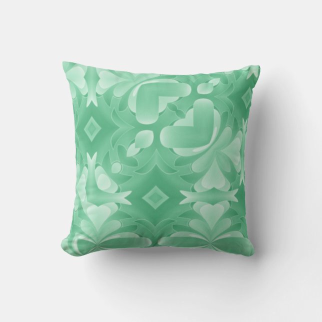 Weiche grüne Herzen und Diamanten Kissen (Vorderseite)