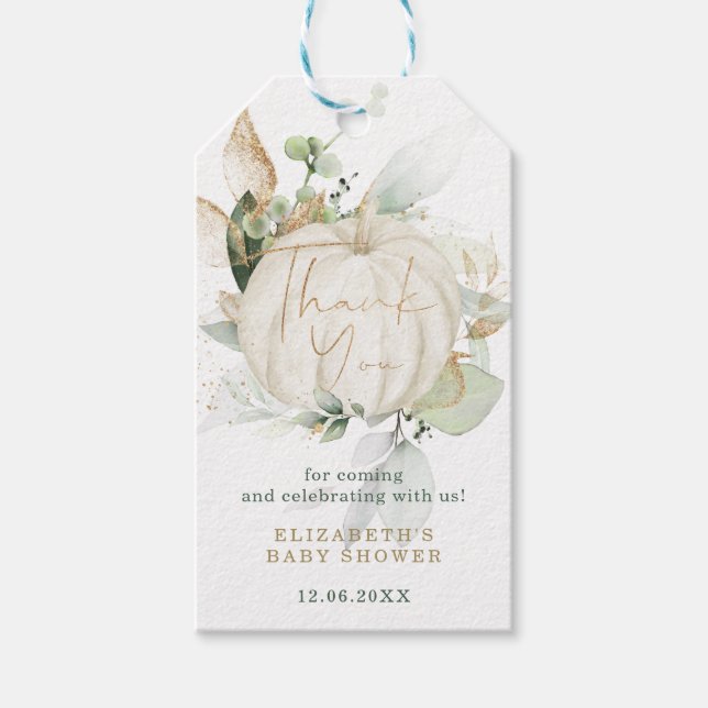 Weiche Grüne im Herbst Gold Pumpkin Duschfavoriten Geschenkanhänger (Vorderseite)