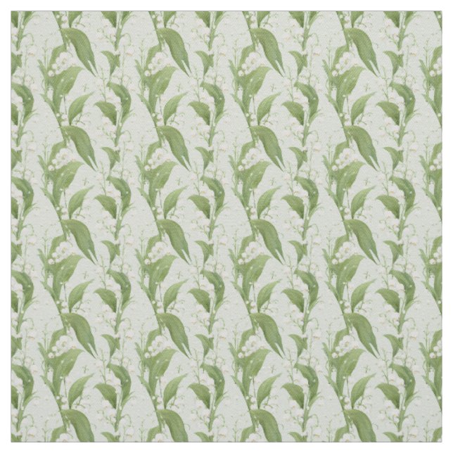 Weiche grüne Lilie des Tales Botanisch Stoff (Muster)