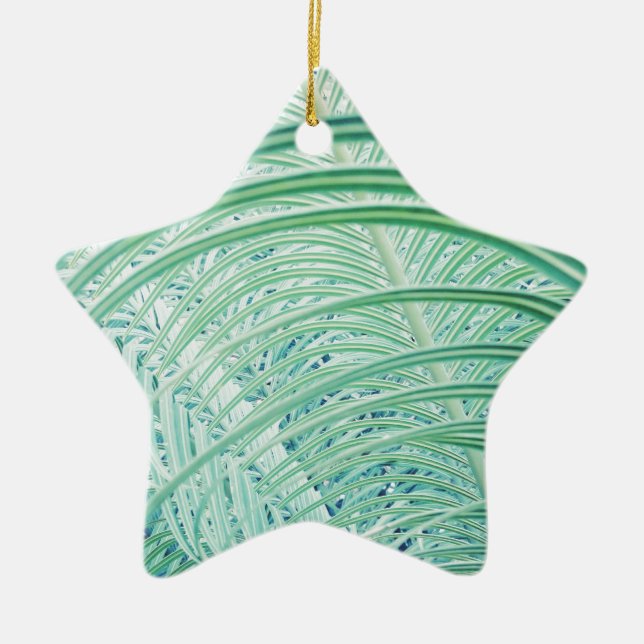 Weiche grüne Pflanze Palmblättrig Keramik Ornament (Vorne)