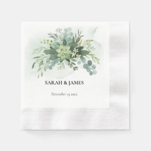 Weiche grüne Sukkulente Hochzeit florale botanisch Serviette