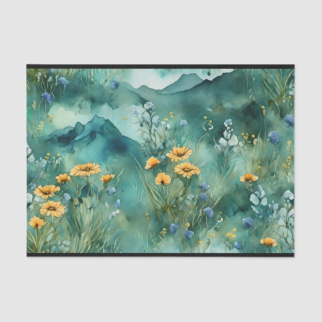 Weiche grüne Wildblumen Seidenpapier (Vorderseite)