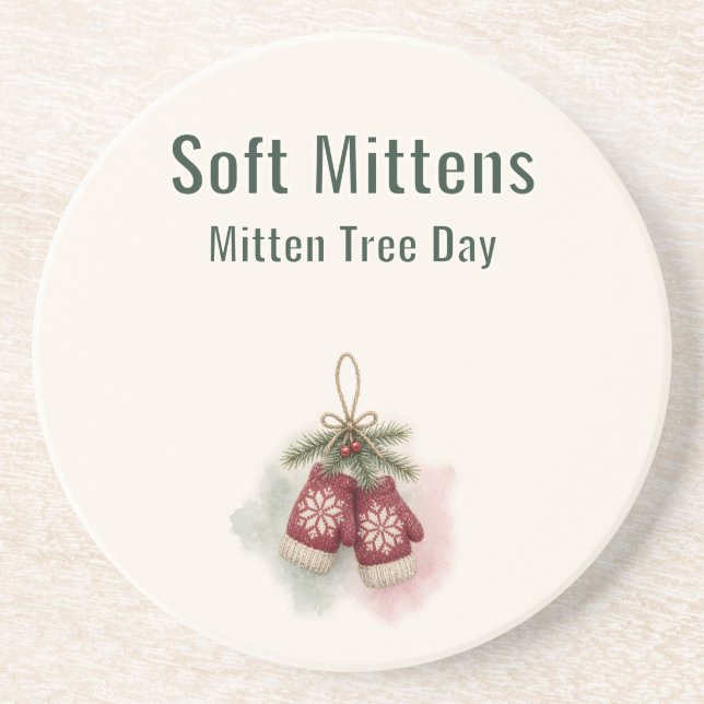 Weiche Handschuhe Mitten Tree Tag Getränkeuntersetzer (Vorne)