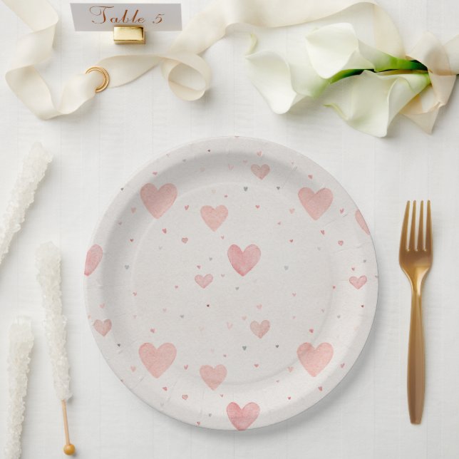Weiche Herz Muster Papier Teller (Hochzeit)