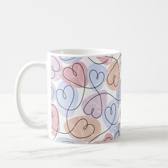 Weiche Herzen: Valentine's Continuous Line Kaffeetasse (Links)