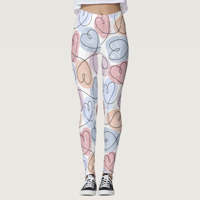 Weiche Herzen: Valentine's Continuous Line Leggings (Vorderseite)