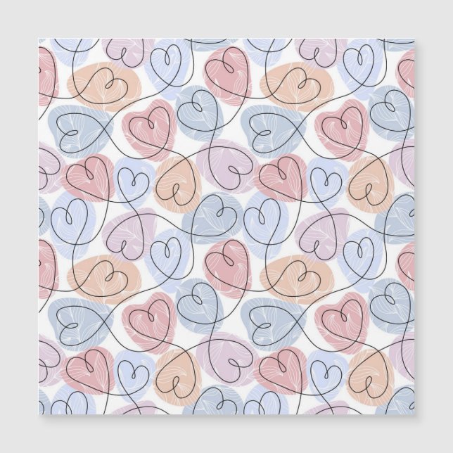 Weiche Herzen: Valentine's Continuous Line Magnetkarte (Vorderseite)