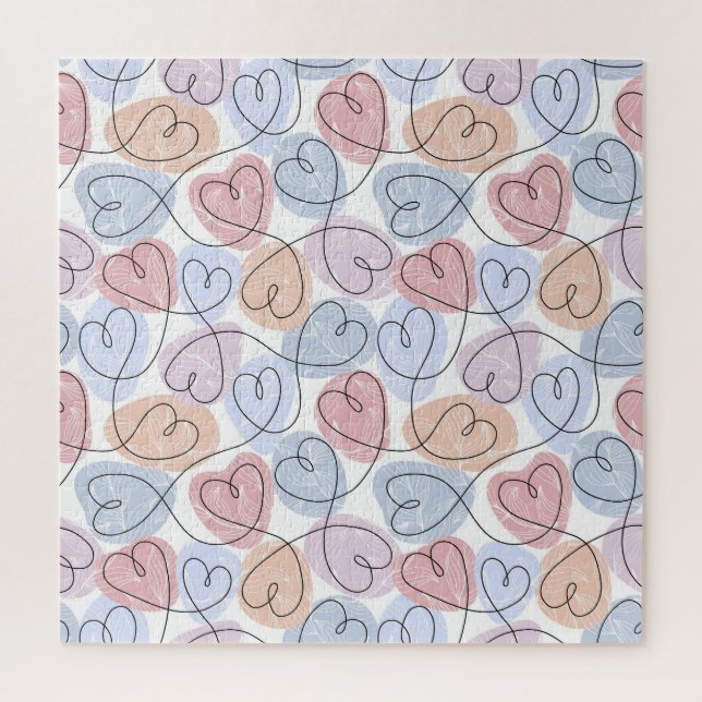 Weiche Herzen: Valentine's Continuous Line Puzzle (Vertikal)
