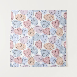 Weiche Herzen: Valentine's Continuous Line Wandteppich