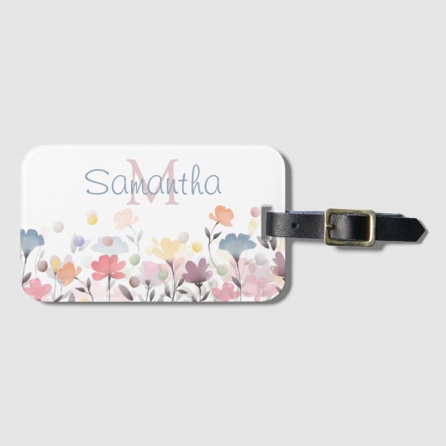 Weiche Hübsche Wasserfarben Blume Personalisiert Gepäckanhänger (Vorderseite (Horizontal))