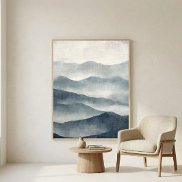 Weiche Indigo-Abstrakte-Terrain-Wandkunst Poster