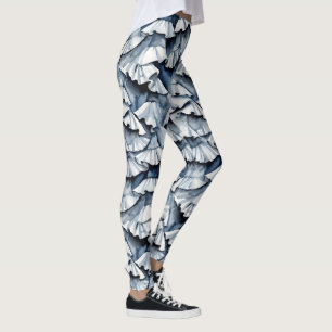 Weiche Jeansblau-Wasserfarbe-Rüschen Leggings