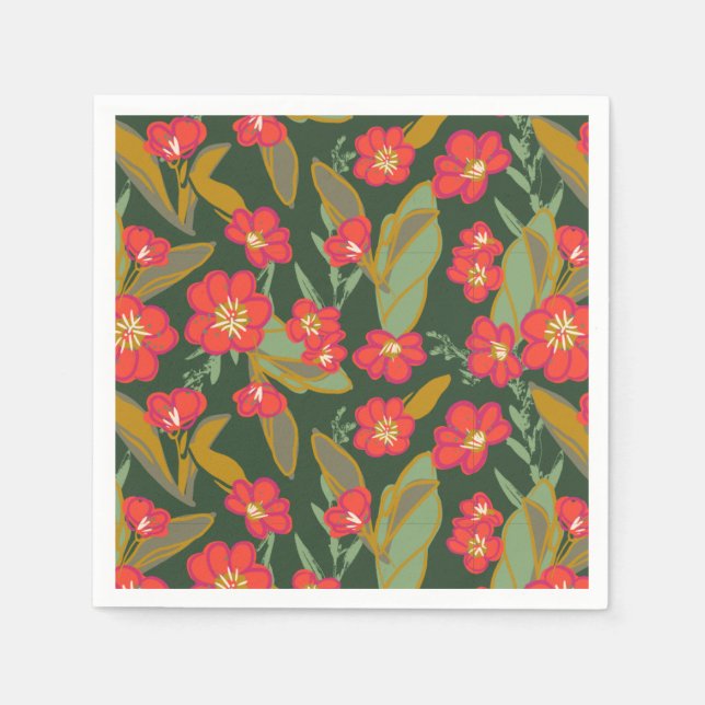 Weiche karibische tropische Blumen Serviette (Vorderseite)