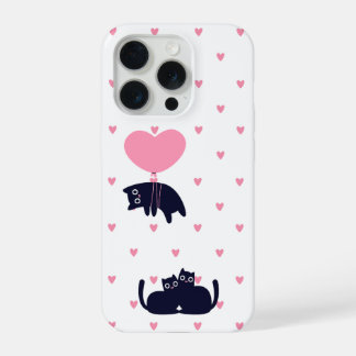 Weiche Katzen Polka-Herzen iPhone 15 Pro Hülle