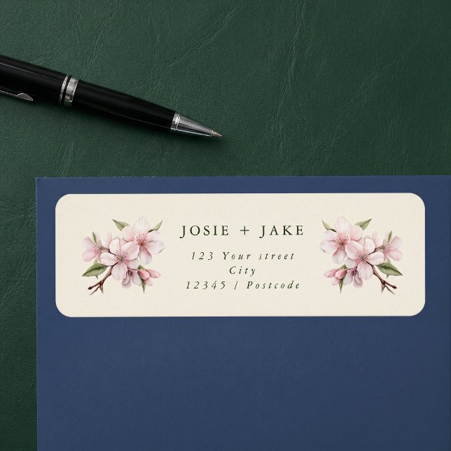Weiche Kirschblüte in rosa Blume Adresse (Soft cherry blossom pink flower address label)