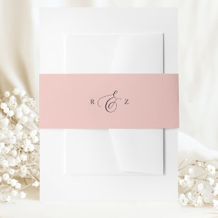 Weiche Koralle Elegantes Einfaches Monogramm Hochz Einladungsbanderole