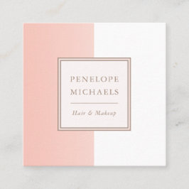 Weiche Koralle und weißer Farbblock Quadratische Visitenkarte