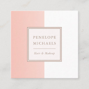 Weiche Koralle und weißer Farbblock Quadratische Visitenkarte