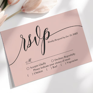 Weiche Korallenrosa Einfache Schrift Hochzeits-Ant RSVP Karte