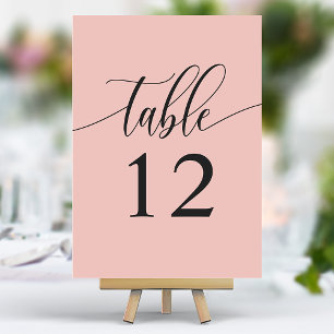Weiche Korallenrosa Minimalistische Kalligrafie Ho Tischnummer