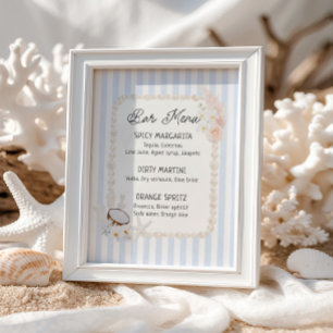 Weiche Küsten-Bridal-Shower-Bar-Speisekarte Poster