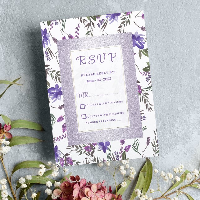 Weiche Lava rosa lila grüne blühende UAWG Einladung (Soft lavender pink purple green floral RSVP)
