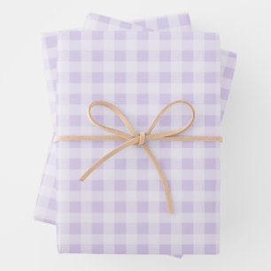 Weiche Lavendel-Gingham-Geschenkpapierbögen Geschenkpapier Set