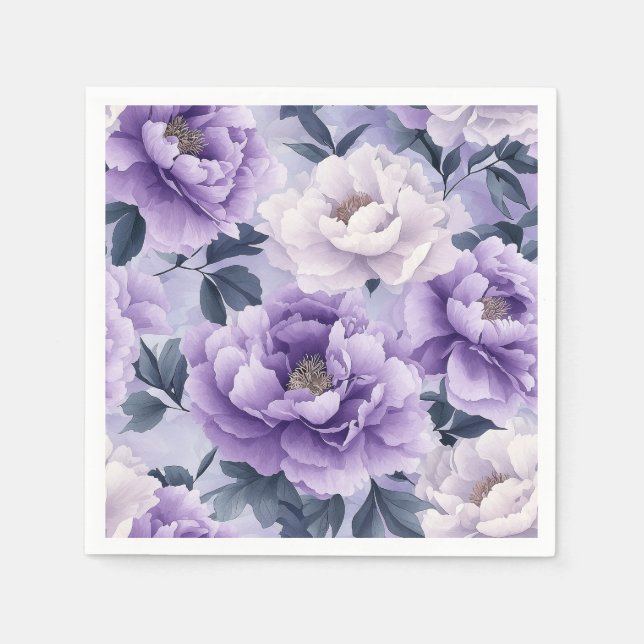 Weiche Lavendel und violettes botanisches Muster Serviette (Vorderseite)