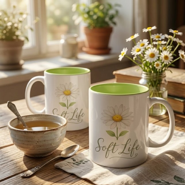 Weiche Lebensästhetik-Daisy-Aquarell-Blumenkaffee Tasse (Von Creator hochgeladen)