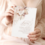Weiche leichte Blume und Pampas Grass Boho Taufe Einladung<br><div class="desc">Pampas Gras und botanische weiche Pastellfarben Blume elegante boho Taufe</div>