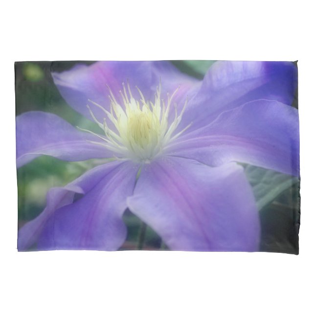 Weiche Lila Clematitis-Blume Kissenbezug (Vorderseite)