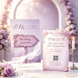 Weiche lila Hochzeitsblumen Einladung