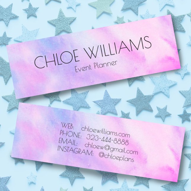 Weiche Lila Malerei Abstrakt Brush Wasserfarbe Mini Visitenkarte (Soft purple watercolor background on these custom mini business cards)