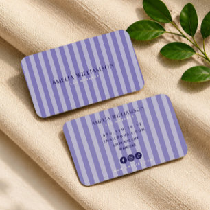 Weiche lila minimal elegante gestreifte Visitenkar Visitenkarte