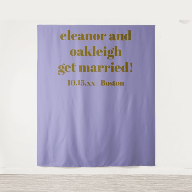 Weiche lila moderne Hochzeit individuell Foto Hint Wandteppich (Vorderseite)