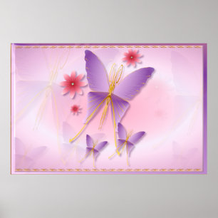 Weiche Lila Schmetterlingspostel Poster