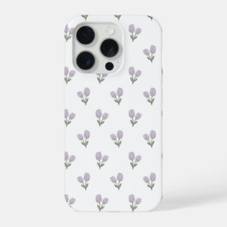 Weiche lila Tulpenmuster Minimal Ästhetik-Telefon iPhone 15 Pro Hülle