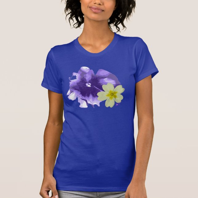 Weiche Lila und gelbe Blumen Fine Jersey T - Shirt (Vorderseite)