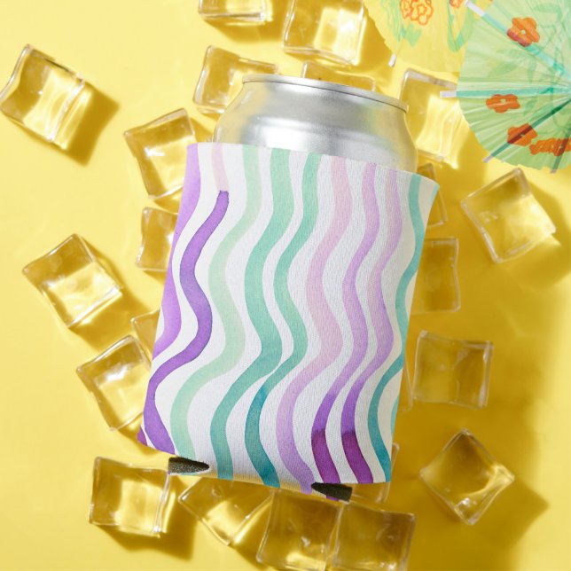 Weiche lila und grüne Wasserfarben Dosenkühler (In Situ Sommer)