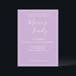 Weiche Lila und weiße moderne Minimalistische Hoch Einladung<br><div class="desc">Hübsch,  modern,  minimalistisch und trendig präsentiert sich die Einladung zu einer Hochzeit mit einem lila Hintergrund in sanften Pastelltönen (Pantons Farbauswahl 2022 "Orchid Bloom") mit weißen,  anpassbaren Textblöcken in modernen Schriftart</div>