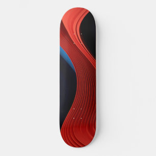 Weiche lineare Formen in Rot und Blau Skateboard