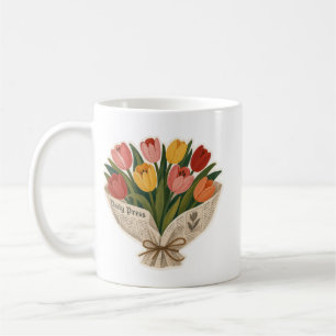 Weiche Mama Tulpenstrauß Vintage-Blumenkunst-Druck Kaffeetasse