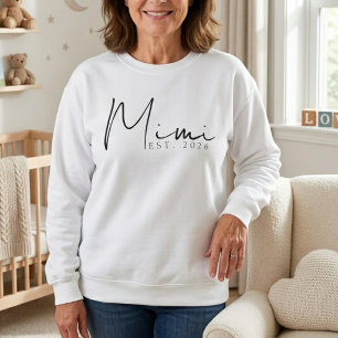 Weiche Mimi EST Jahr Minimal Schrift Design Sweatshirt