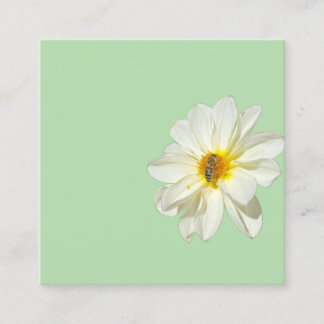 Weiche Minze Florale Weiße Blume & Honigbiene Gesc Quadratische Visitenkarte